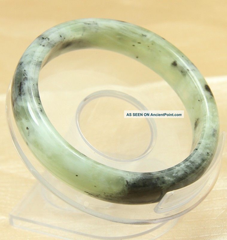 100% Natural Light Green Jade Bangle Bracelet 59.  5 Mm 8139 Bracelets photo