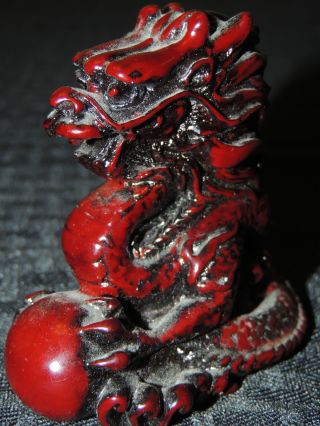 Chinese Red Lacquer Dragon Statue Gorgeous & Stunning Best Of Luck photo