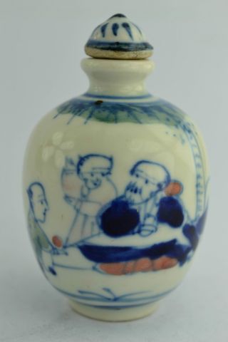 - China Old Handwork Porcelain Painting Figure Snuff Bottle photo