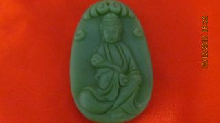 Oval Green Chinese Jade Figure Of Buddha Necklaces & Pendant photo