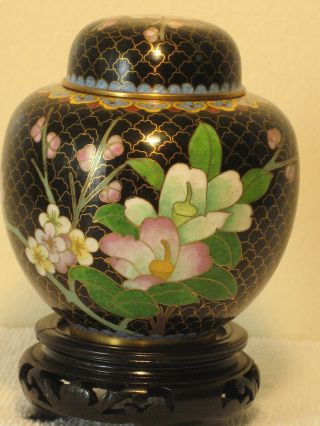 Antique Cloisonne Covered Jar Container photo