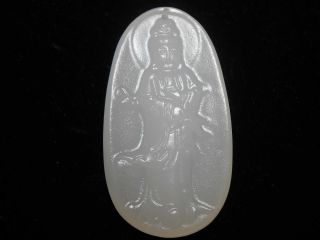Chinese White Jade Exquisite Hand - Carved,  The Goddess Of Mercy photo