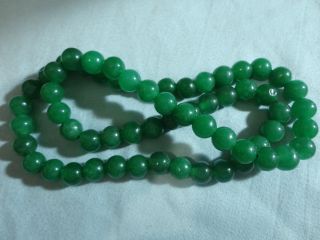 Chinese Green Jade/jadeite Necklace&pendant//60 Beads/47cm Length photo