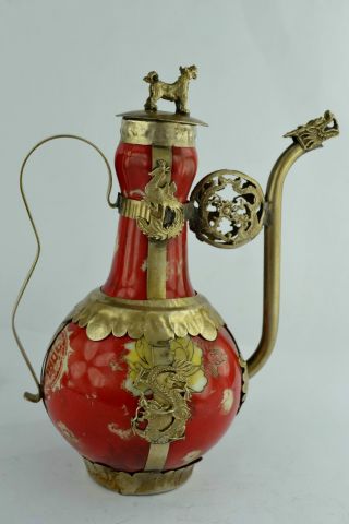 China Rare Collectibles Old Decorated Handwork Porcelain Dragon Tea Pot +++++++ photo