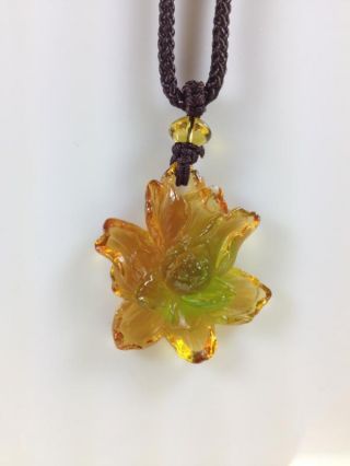 Liuligongfang Chinese Crystal Glass Pendant - - - Peony Flower Ltd Ed New photo