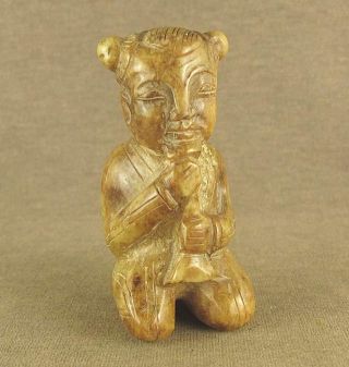 With Carved Chinese Old Jade Statue Musician Figure Figurine photo