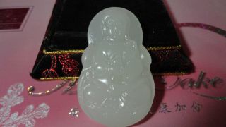 Chinese Xinjiang White Jade Pendant/puren Guanyin/998 photo