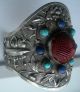 Fine 19th/20th Century Chinese Silver Plated Red Lacquer & Gem Set Bracelet. Bracelets photo 2