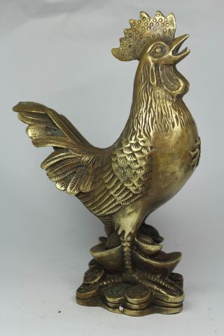 Chinese Handwork Chicken Old Copper Statue photo