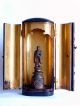A Antique Japanese Edo Period Gilt Lacquer Shrine Of A Standing Buddha Statues photo 1