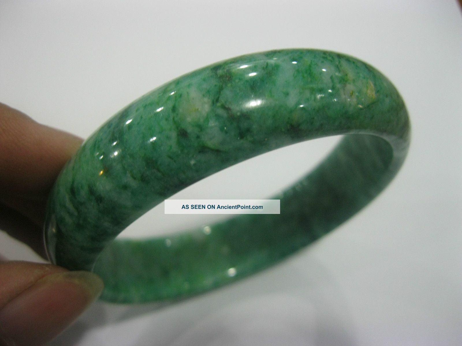 Chinese Dushan Green Jade Bangle /inner Diameter 59mm Bracelets photo