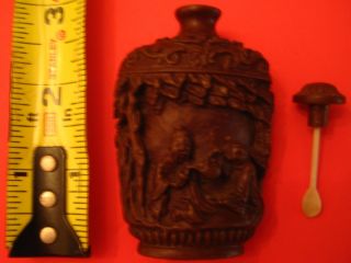 Chinese Snuff Bottle Hand Carved Stone Garden Scenes photo