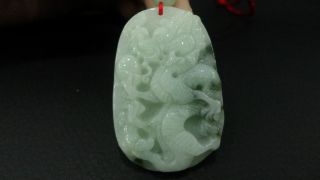 Chinese 100%natural Green Flower Gradea Jade Jadeite Pendant/small Dragon/ photo