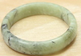100% Natural Light Green Jade Bangle Bracelet In - D 60.  5 Mm 8115 photo