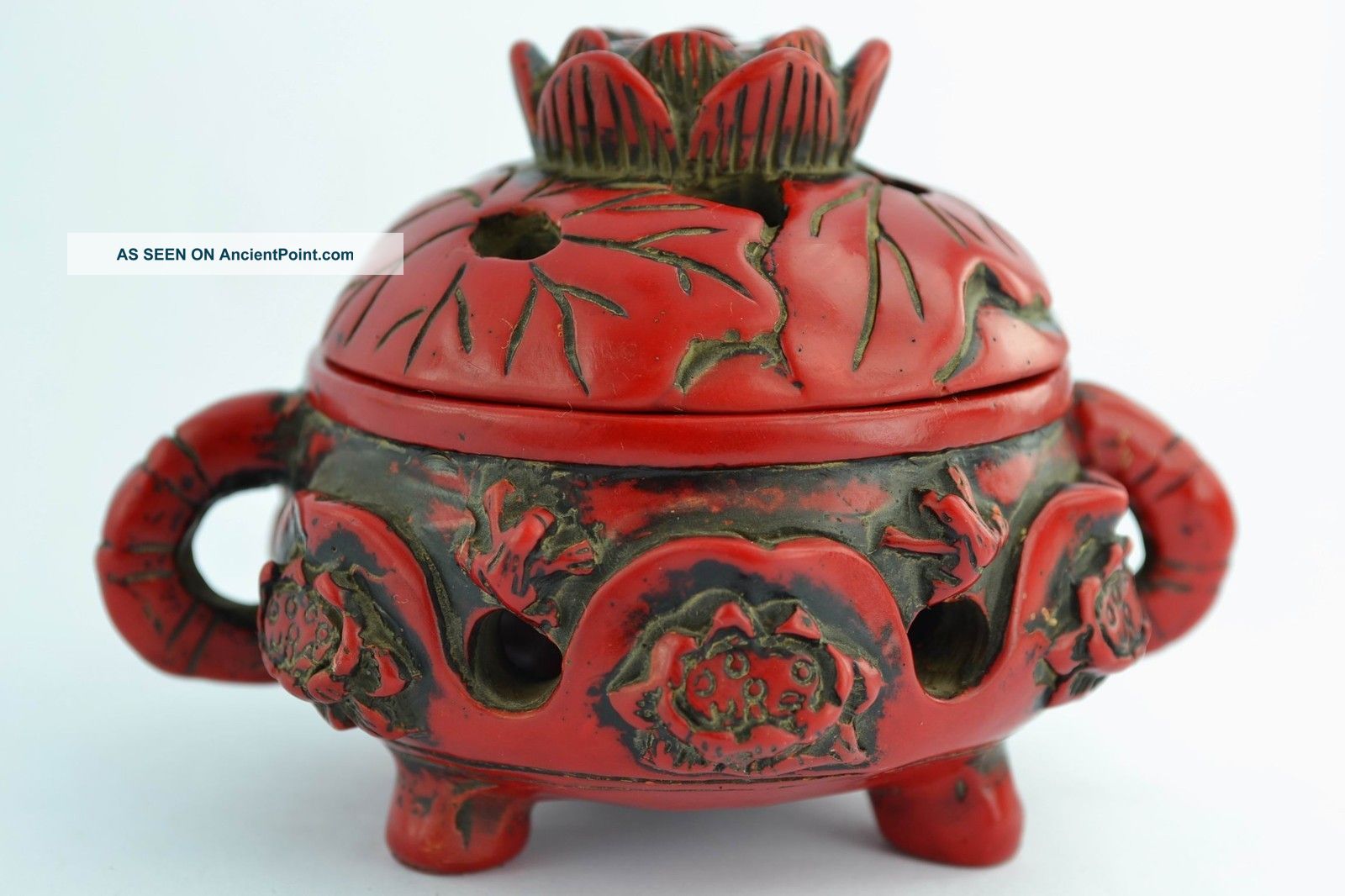 Orient Old Collectibles Decorated Handwork Coral Water Lily Incense Burner Top Uncategorized photo