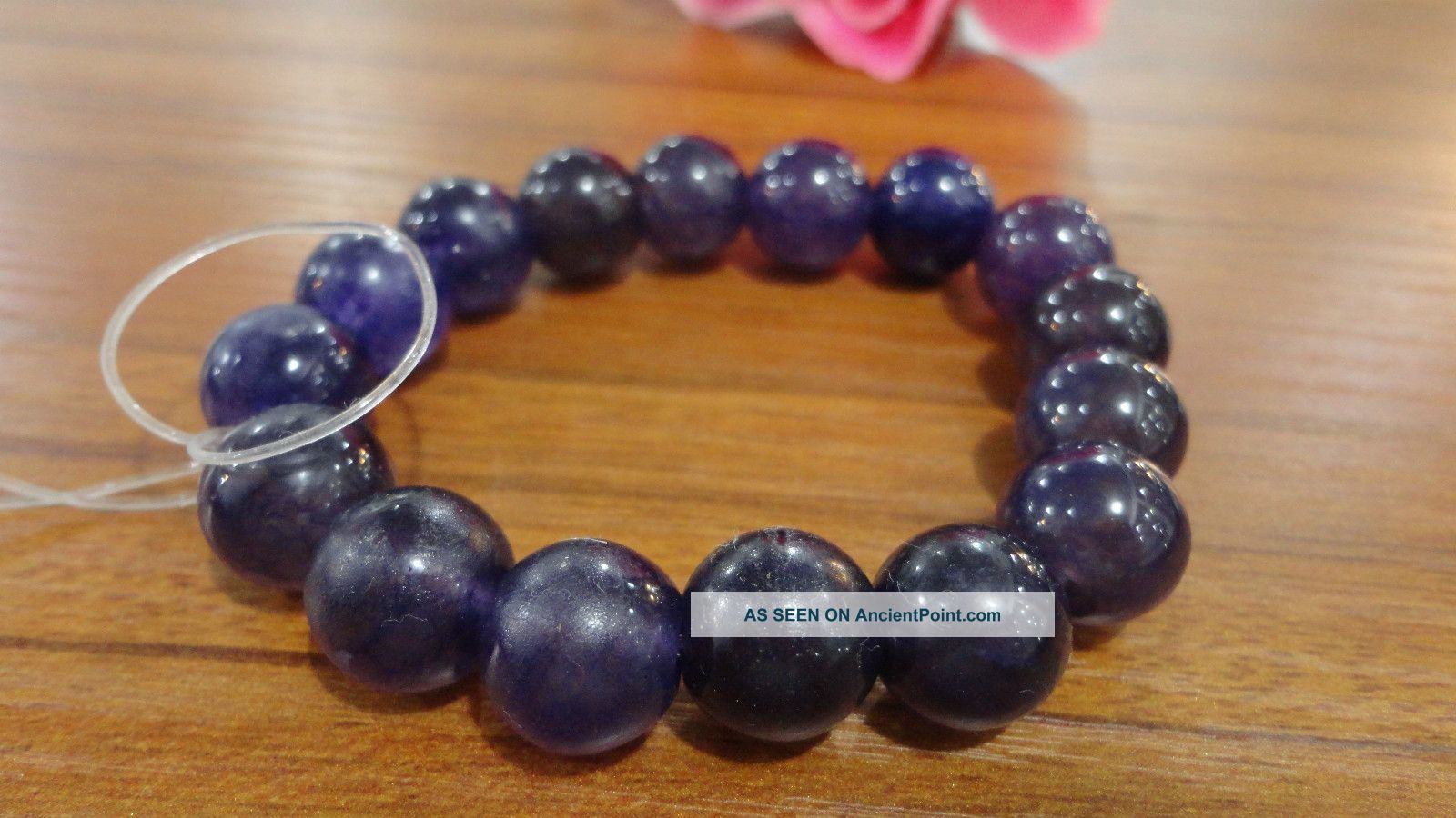 Chinese Purple Jade Bracelet 18beads/each Bead 12mm/wear Two - Lane Stretch Line Bracelets photo
