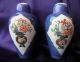 Pair Antique Chinese Porcelain Powder Blue Famille Rose Jar Vase With Lid Vases photo 1