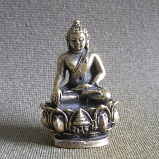 Holy Buddha Sculpture Good Luck Safety Charm Thai Amulet photo