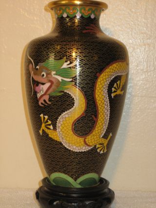 Antique Chinese Stunning Matching Dragon Cloisonne Vase photo