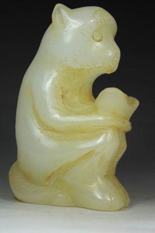 Chinese Handwork Carving Monkey Old Jade Statue photo