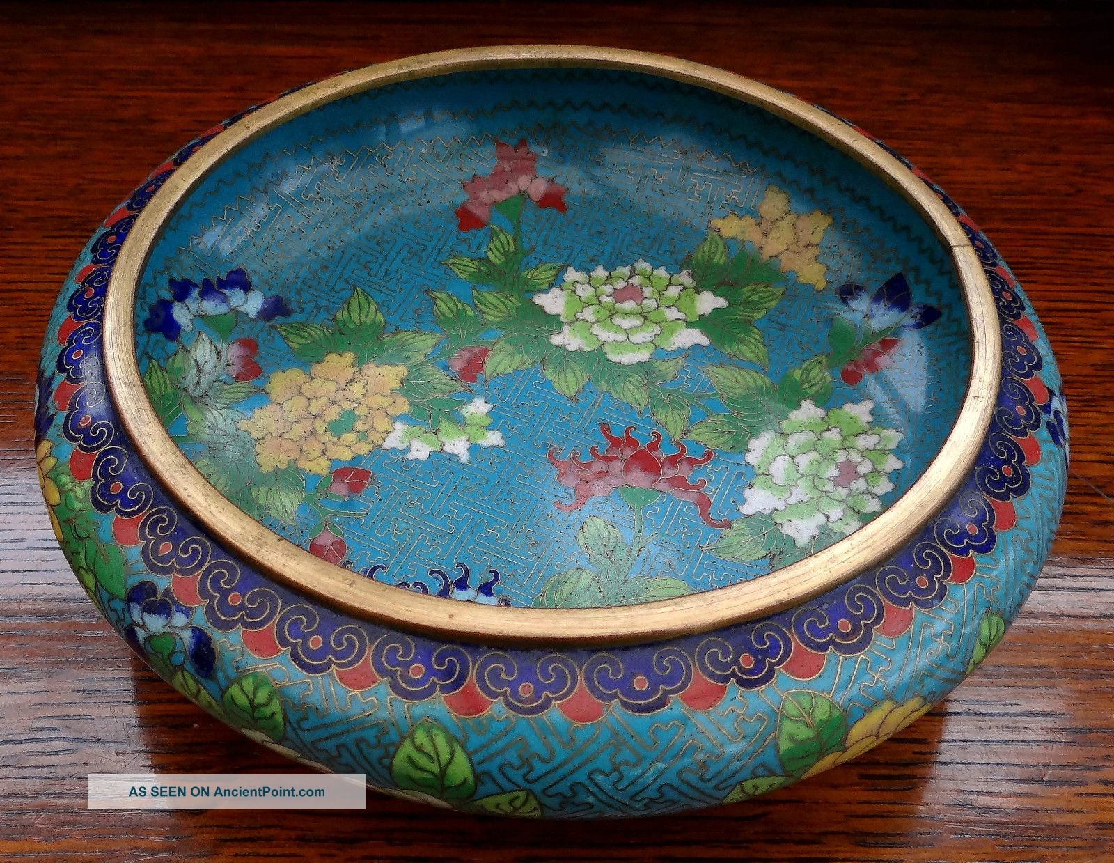 Antique Japanese Cloisonne Enamel Bowl 8 
