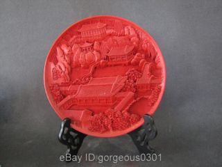 Rare Chinese Red Carved Lacquerware Plate photo