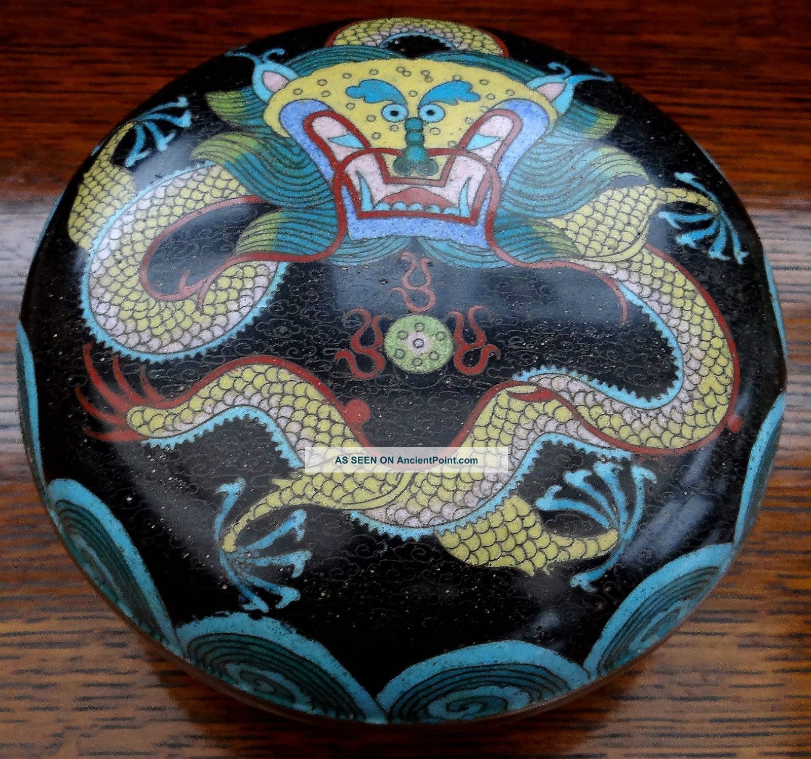 Antique Japanese Cloisonne Enamel Bowl Stunning 5 Toed Dragon 6 