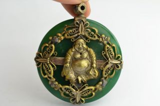 Asian Rare Old Collectibles Decorated Wonderful Handwork Armored Buddha Pendant photo