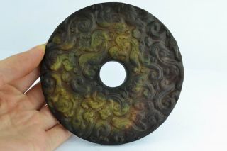 Asian Old Collectibles Decorated Wonderful Handwork Jade Carving Dragon Pendant photo