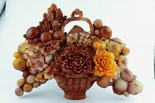 China Collectibles Old Decorated Agalmatolite Handwork Carving Flower Statue +++ photo
