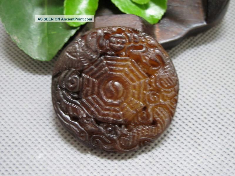 Chinese Folk Classical Jade Stone Bagua Lucky Dragon Phoenix Pendants 188 Reproductions photo