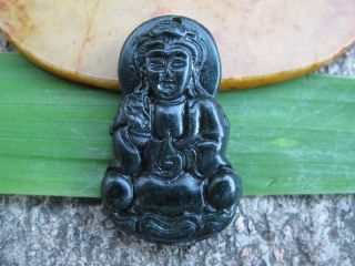 China Folk Classical Jade Stone Carve Auspicious Rescue Kwun Yam Pendant 329 photo