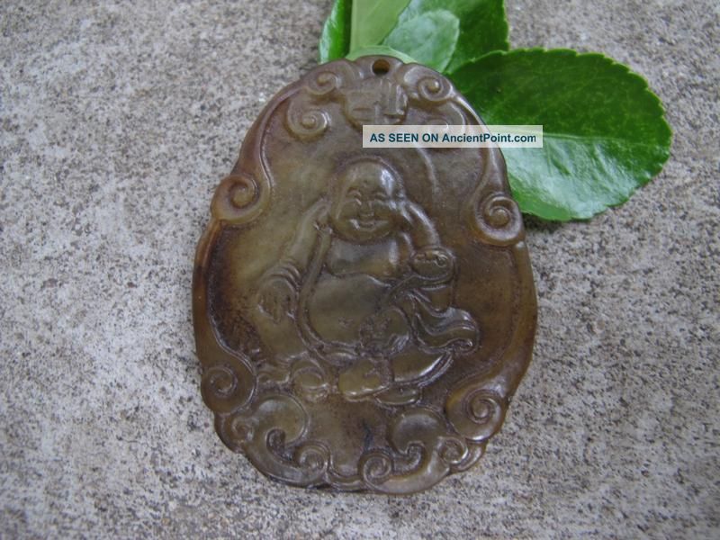 Chinese Folk Classical Jade Stone Carve Auspicious Lucky Maitreya Pendant 258 Reproductions photo