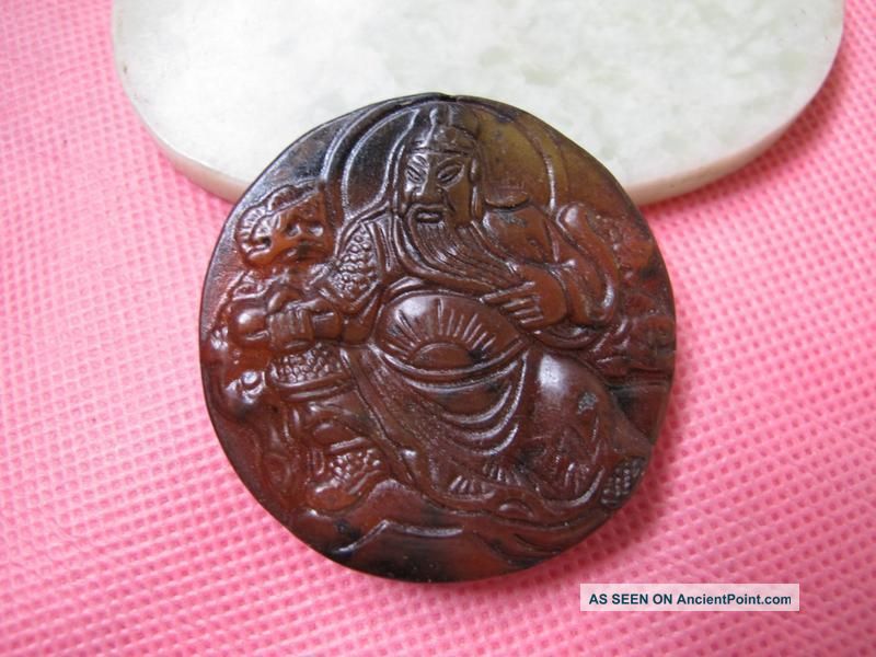 China Folk Classical Jade Stone Carve Auspicious Five God Wealth Pendant 236 Reproductions photo