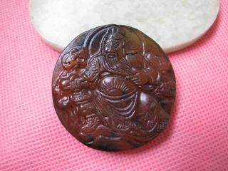 China Folk Classical Jade Stone Carve Auspicious Five God Wealth Pendant 236 photo