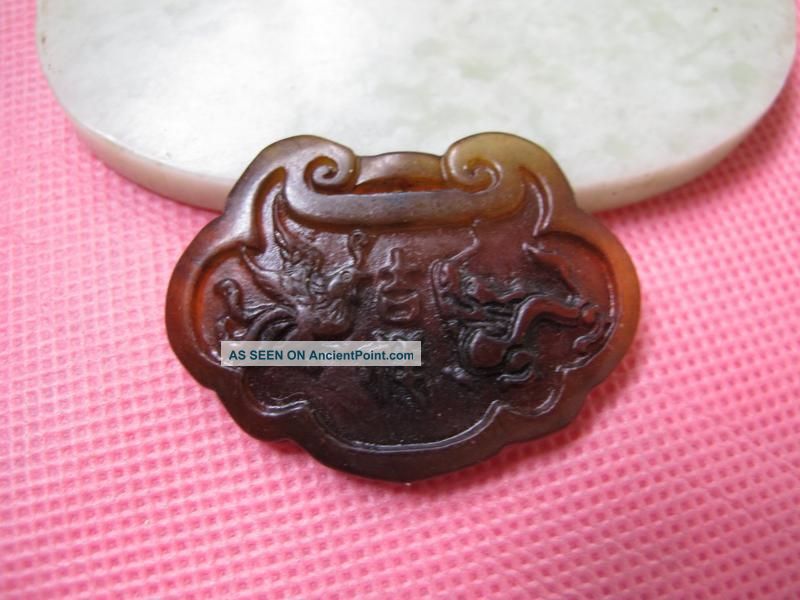 Tibet Folk Classical Jade Stone Carve Auspicious Long Phoenix Pendant 232 Reproductions photo