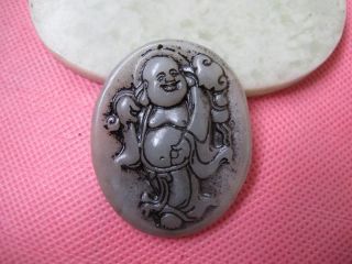 Chinese Folk Classical Jade Stone Carve Auspicious Maitreya Pendant 220 photo