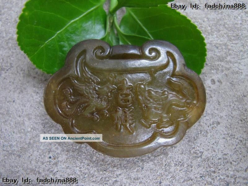 Chinese Folk Classical Jade Stone Carve Lung Phoenix Auspicious Pendants 035 Reproductions photo