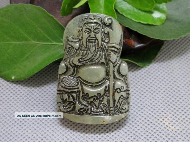 Chinese Classical Jade Stone Guan Gong Kuan Kung Warrior Lucky Pendant 155 Reproductions photo