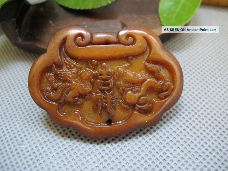China Folk Classical Jade Carving Dragon Phoenix Lucky Pendants 107 Reproductions photo