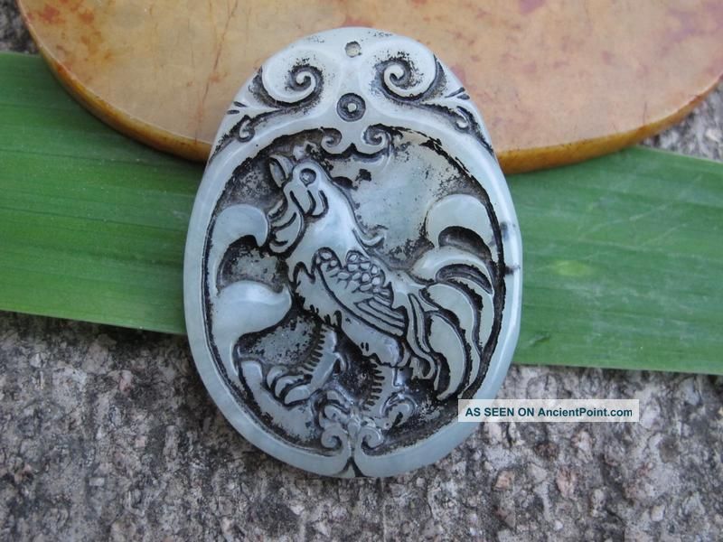 China Folk Classical Jade Stone Carve Auspicious Zodiac Cock Pendant 318 Reproductions photo