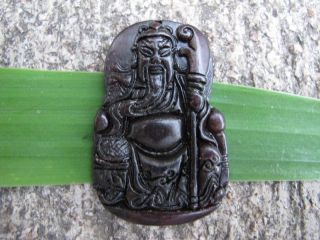 China Folk Classical Jade Stone Carve Auspicious Warrior Pendant 308 photo