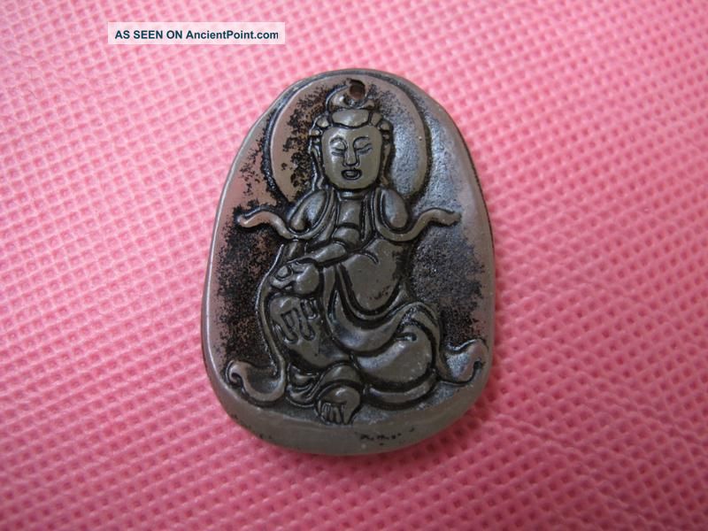 China Folk Classical Jade Stone Carve Auspicious Guan - Yin Pendant 249 Reproductions photo