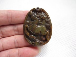 China Folk Classical Jade Stone Carve Auspicious Bmw Pendant 375 photo