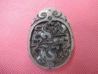 China Folk Classical Jade Stone Carve Auspicious Zodiac Dragon Pendant 209 photo