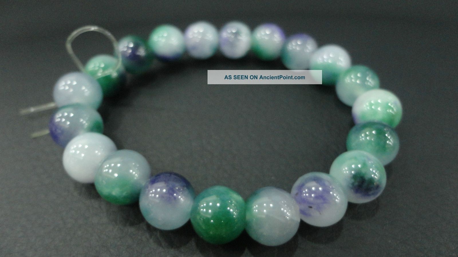 Chinese Jade Bracelet/purple&green/20beads/each Bead Of 12mm/wear Two - Lane Bracelets photo