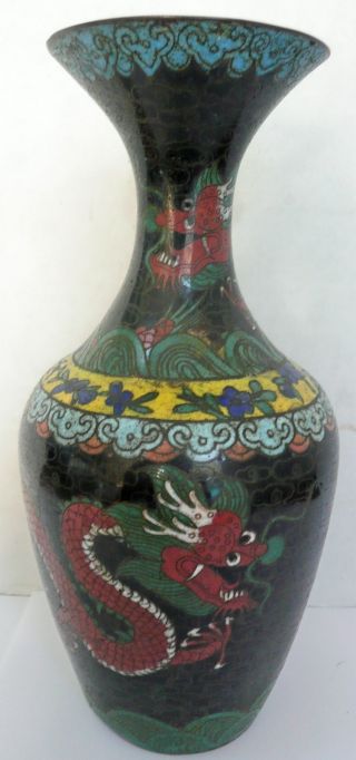 Antique Cloisonne Vase With Dragons Very Old 8 Inches Chinese Japanese Asian photo