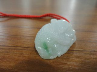 100%natural Green&white A Grade Jadeite Pendant/chinese Money Toad&leaf photo