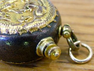Antique Chinese Gilded Dragon And Steel Miniature Fob Snuff Bottle Nr photo