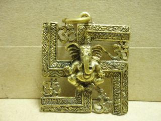 Lord Ganesh Om Hindu Charm Thai Success Amulet Talisman Pendant photo